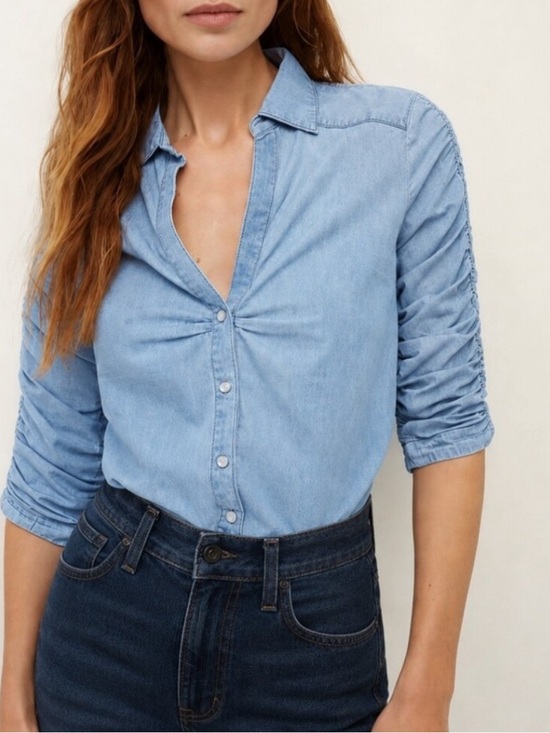 Veronica Beard Tops - Veronica Beard  Porta Smocked Chambray Button-Front Shirt medium